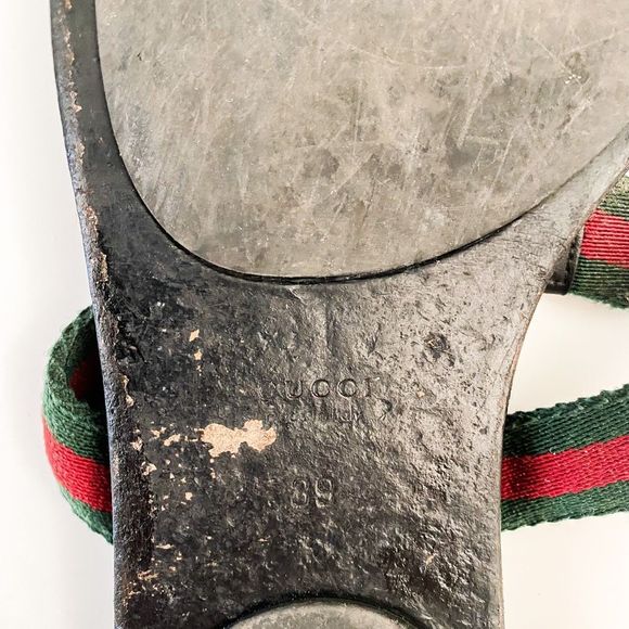 Gucci GG Web Stripe Flip Flop Sandal Black EU 39 US Women's 9 Flat Logo - Picture 9 of 13